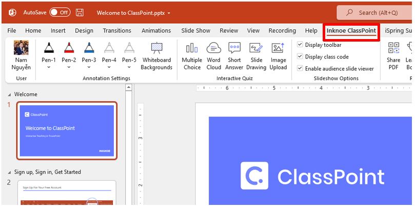 Hướng dẫn sử dụng Classpoint