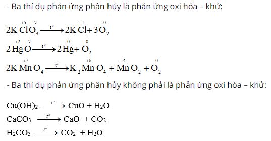 Lấy v&iacute; dụ về phản ứng ph&acirc;n hủy l&agrave; loại phản ứng oxi ho&aacute; - khử