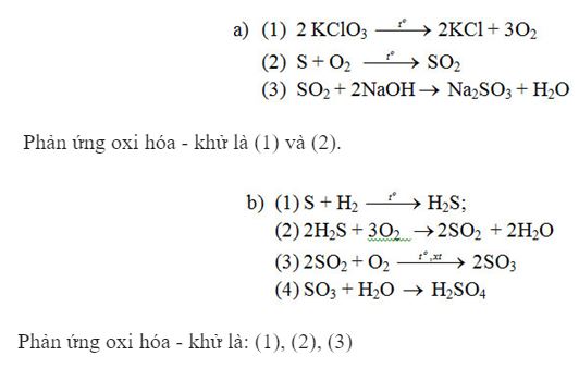 Viết phương tr&igrave;nh ho&aacute; học của c&aacute;c phản ứng biểu diễn c&aacute;c chuyển đổi