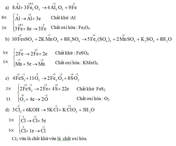 C&acirc;n bằng phương tr&igrave;nh phản ứng oxi ho&aacute; - khử