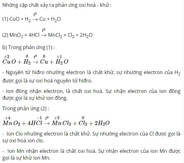 Cho những chất sau: CuO, dung dịch HCl, H2, MnO2 viết phương tr&igrave;nh phản ứng