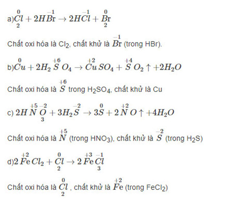 H&atilde;y cho biết vai tr&ograve; c&aacute;c chất tham gia trong c&aacute;c phản ứng oxi ho&aacute; - khử