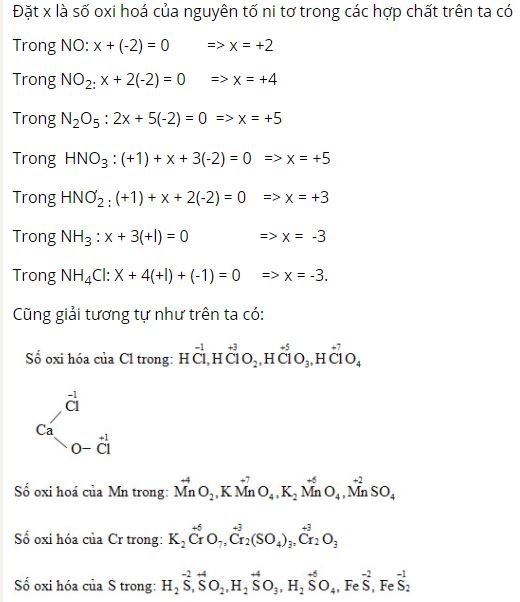 H&atilde;y x&aacute;c định số oxi ho&aacute; của c&aacute;c nguy&ecirc;n tố