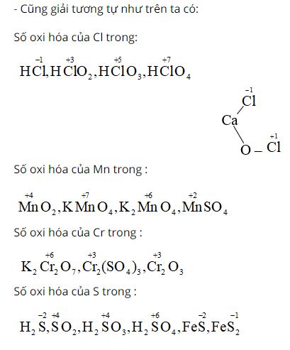H&atilde;y x&aacute;c định số oxi ho&aacute; của c&aacute;c nguy&ecirc;n tố