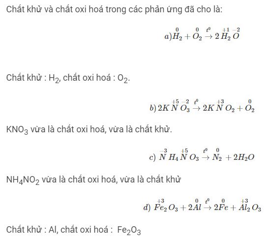 T&igrave;m chất oxi ho&aacute; v&agrave; chất khử