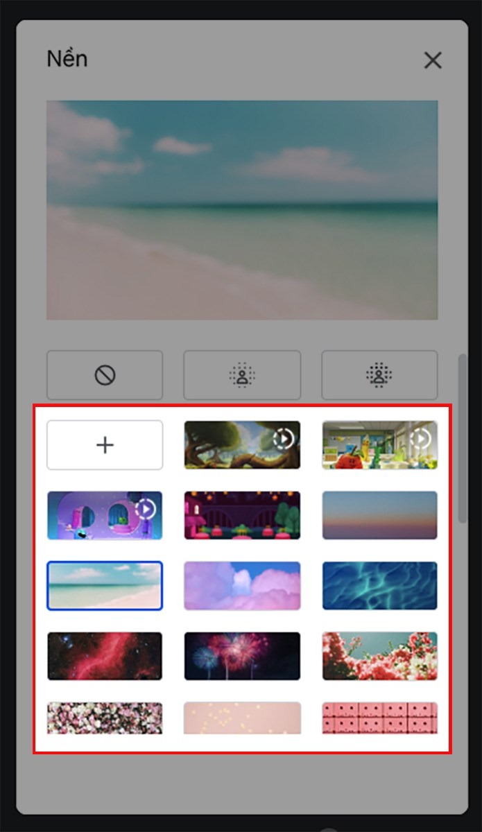 Chọn background mà bạn muốn đổi ở mục Nền