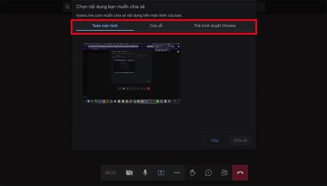 Chia sẻ màn hình Terms