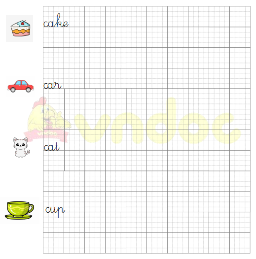 Tập viết Tiếng Anh lớp 1 Unit 2: In the dining room