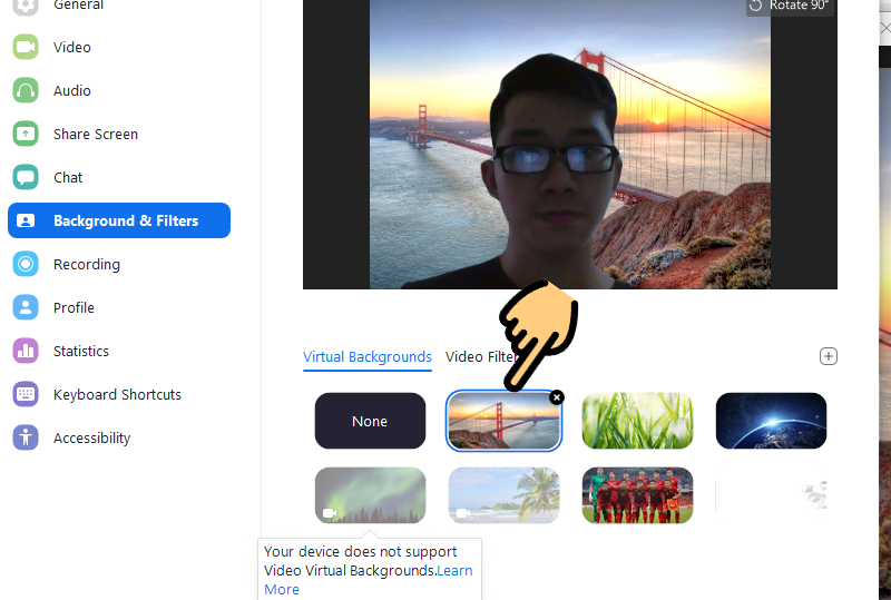 Chọn background có sẵn Đổi hình nền Zoom