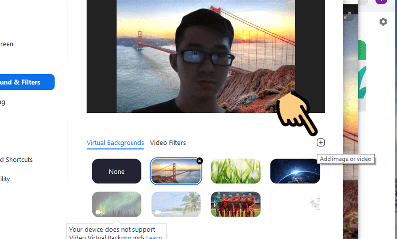 chọn background tuỳ ý Đổi hình nền Zoom