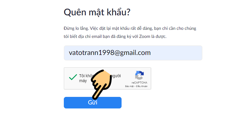 Điền địa chỉ email