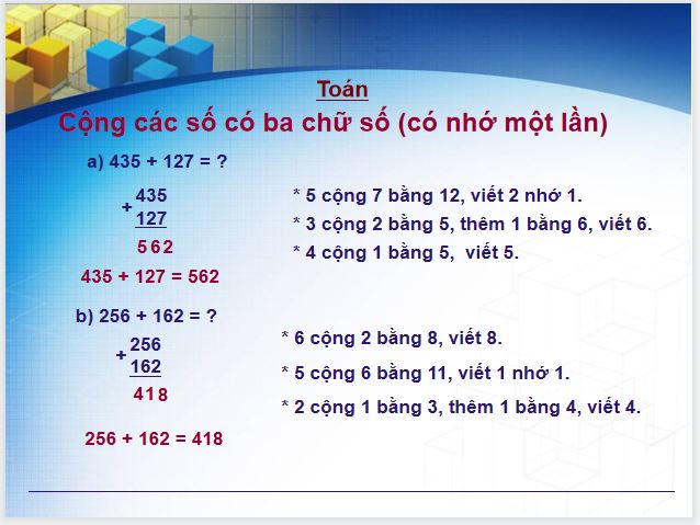 Giáo án dạy online lớp 3 môn Toán