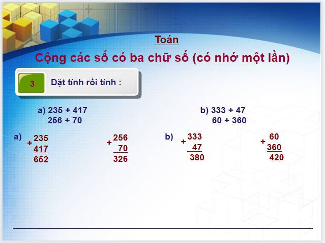 Giáo án dạy online lớp 3 môn Toán