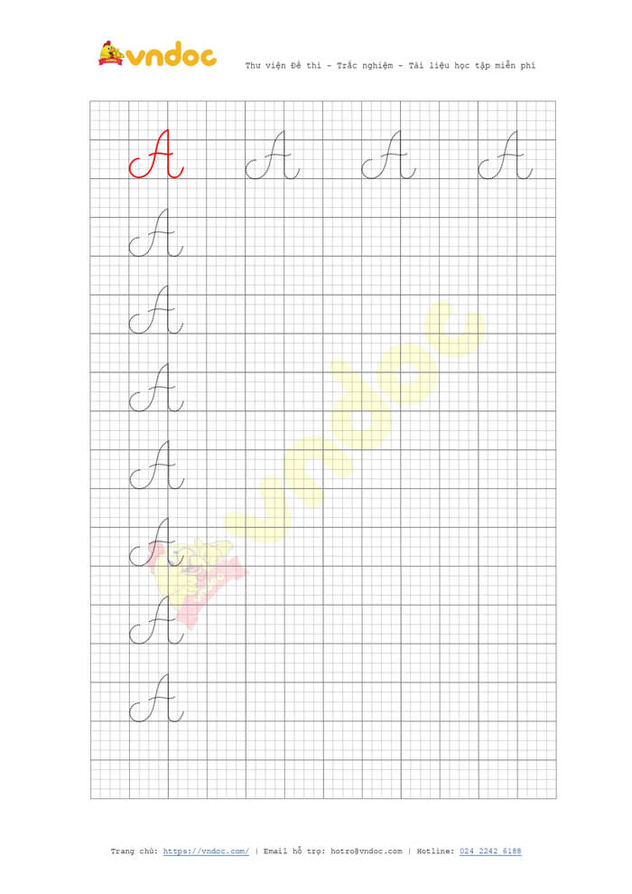 Luyện viết chữ hoa A