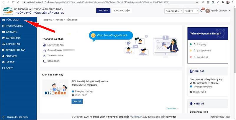 Hướng dẫn đăng nhập trên K12Online