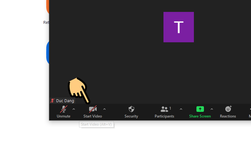 Nhấn vào mục Start Video Cách bật, mở Camera trên Zoom