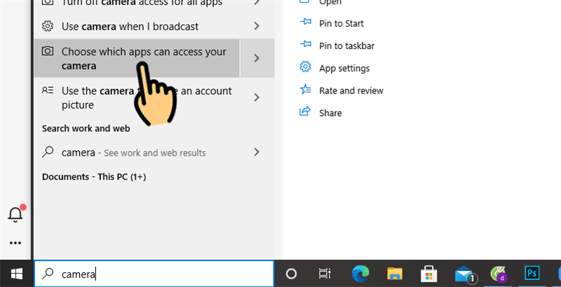 Chọn mục Choose which apps can acccess your camera Cách bật, mở Camera trên Zoom