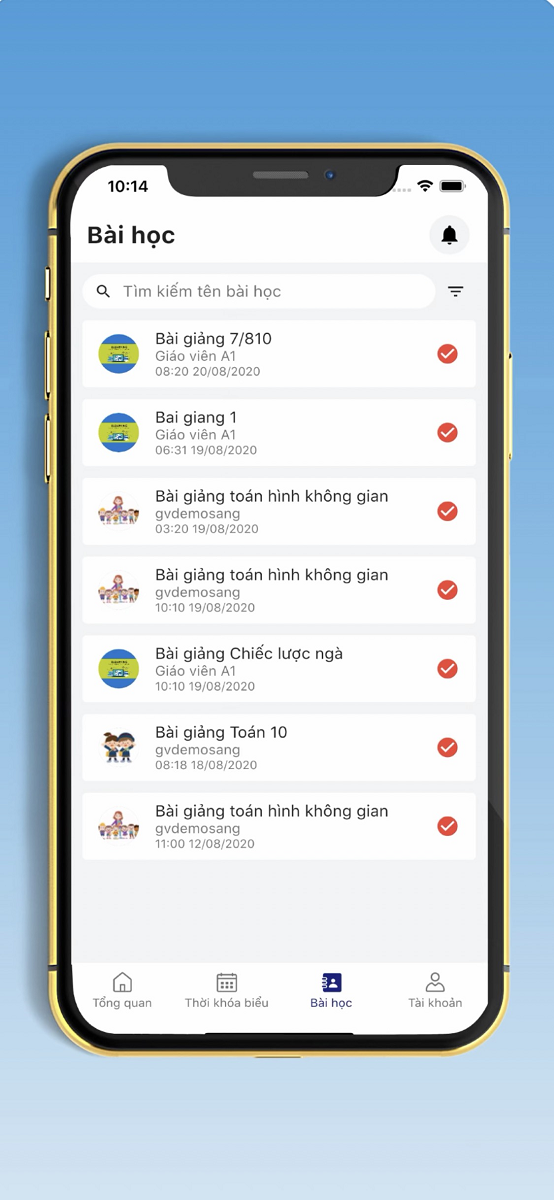 Xem lại nội dung bài học Phần mềm học trực tuyến K12Online