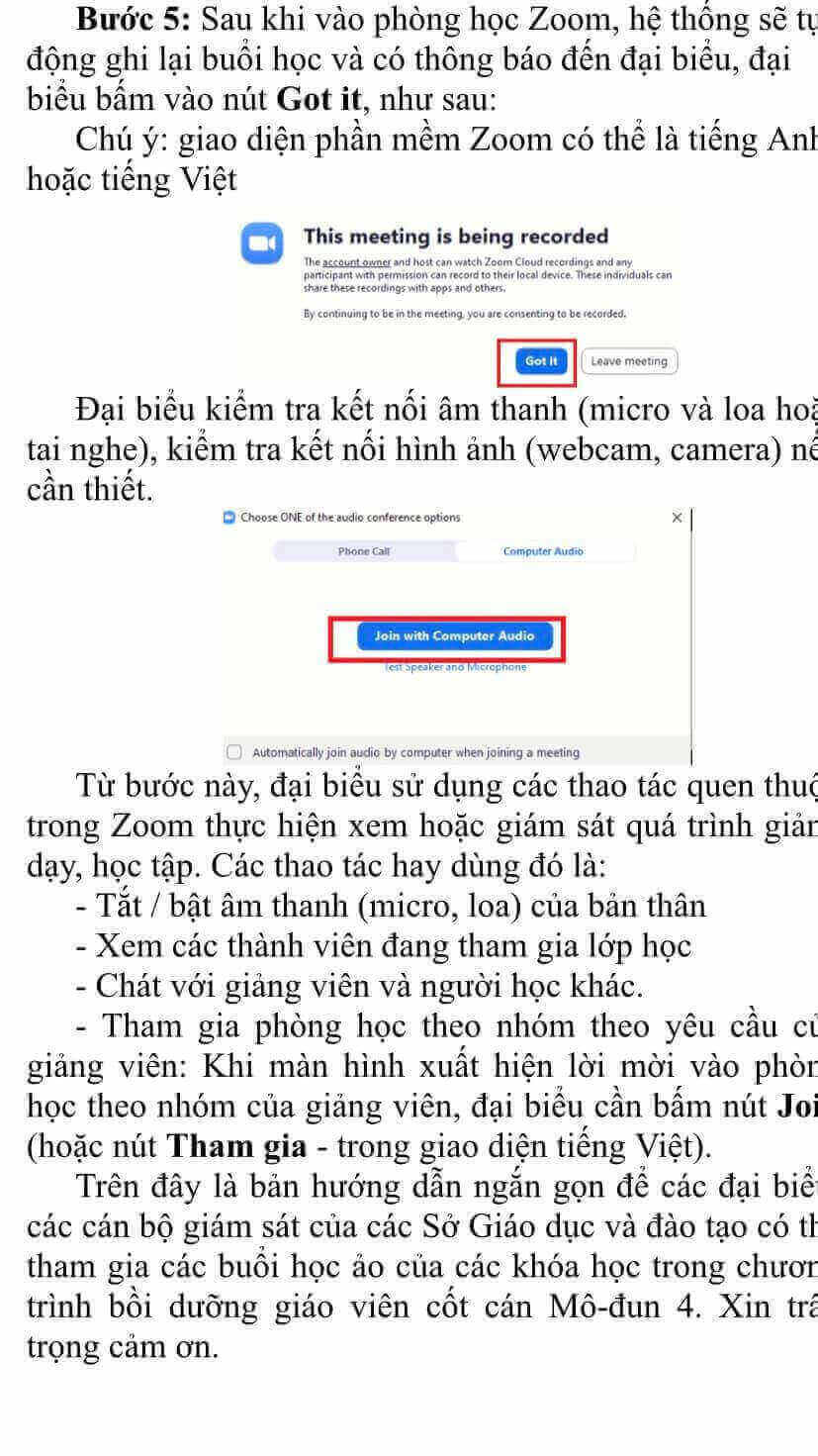 Hướng dẫn dành cho giáo viên cốt cán tham gia phòng học ảo mô đun 4
