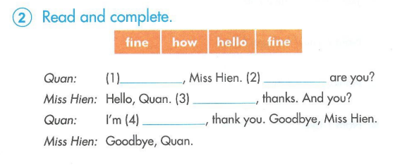 Giải SBT Tiếng Anh 3 Unit 1: Hello