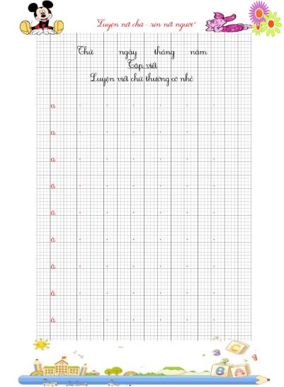 Vở tập viết chữ nhỏ