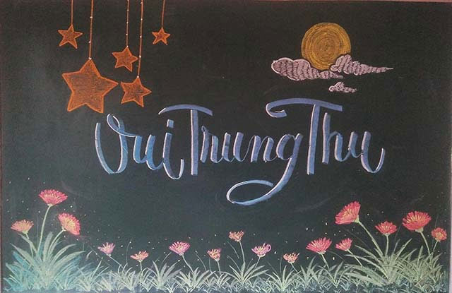 Mẫu trang trí bảng phấn ngày trung thu