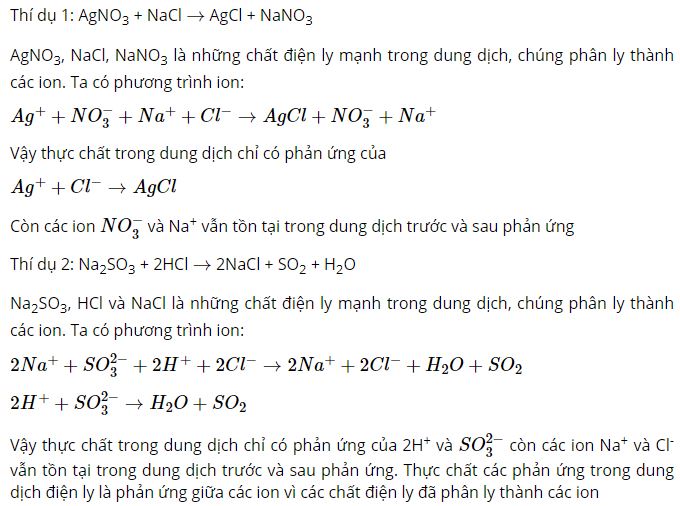 Bản chất của phản ứng trong dung dịch c&aacute;c chất điện li l&agrave; phản ứng giữa c&aacute;c ion