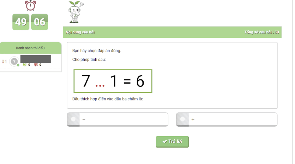 Đăng nhập đấu trường toán học 