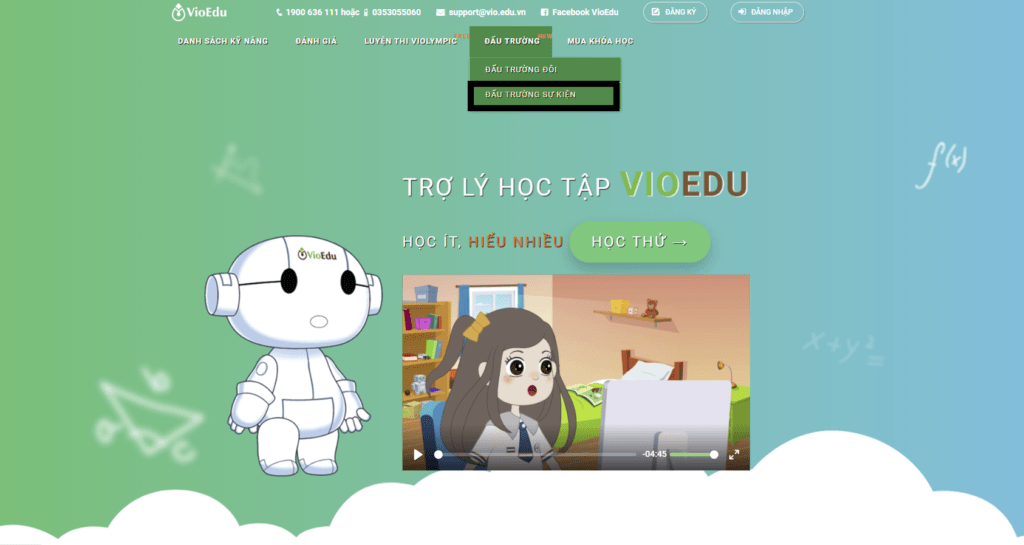 Đăng nhập đấu trường toán học 