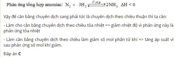 Cần l&agrave;m g&igrave; để c&acirc;n bằng của phản ứng tổng hợp amoniac chuyển dịch sang phải