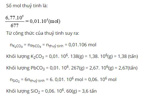 T&iacute;nh khối lượng K2CO3, PbCO3 v&agrave; SiO2 cần d&ugrave;ng