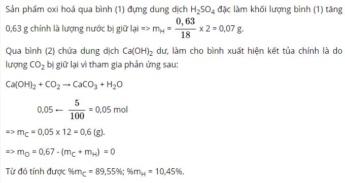 T&iacute;nh phần trăm khối lượng của c&aacute;c nguy&ecirc;n tố trong ph&acirc;n tử &beta;-Caroten
