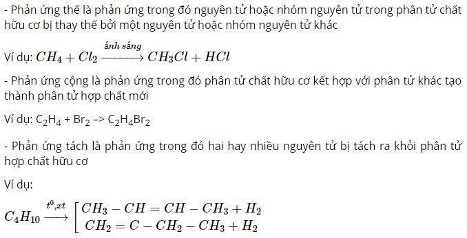 Thế n&agrave;o l&agrave; phản ứng thế, phản ứng cộng, phản ứng t&aacute;ch?