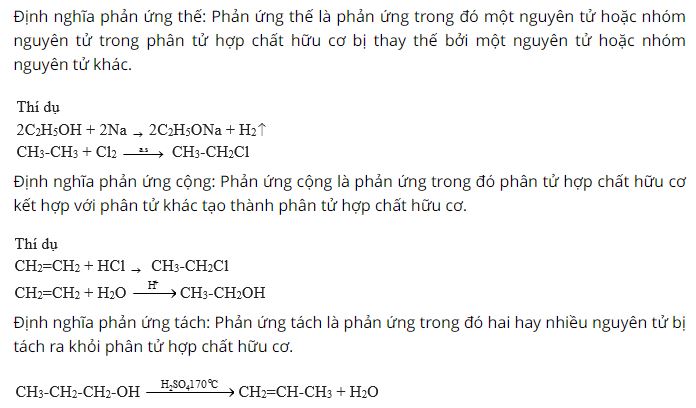 Thế n&agrave;o l&agrave; phản ứng thế, phản ứng cộng, phản ứng t&aacute;ch?