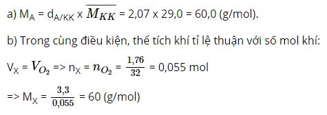 T&iacute;nh khối lượng mol ph&acirc;n tử của chất A c&oacute; tỉ lệ khối hơi so với kh&ocirc;ng kh&iacute; bằng 2,07