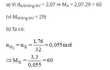 T&iacute;nh khối lượng mol ph&acirc;n tử của chất A c&oacute; tỉ lệ khối hơi so với kh&ocirc;ng kh&iacute; bằng 2,07