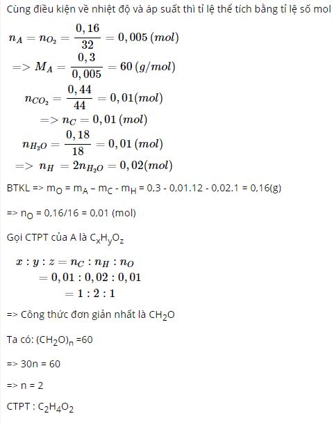 X&aacute;c định c&ocirc;ng thức ph&acirc;n tử của chất A