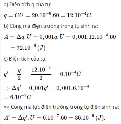T&iacute;nh điện t&iacute;ch q của tụ