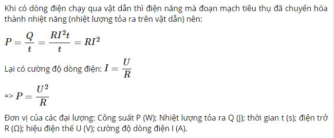 H&atilde;y cho biết đơn vị đo tương ứng với c&aacute;c đại lượng c&oacute; mặt trong c&ocirc;ng thức