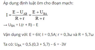 H&atilde;y viết hệ thức t&iacute;nh UBA đối với đoạn mạch sau