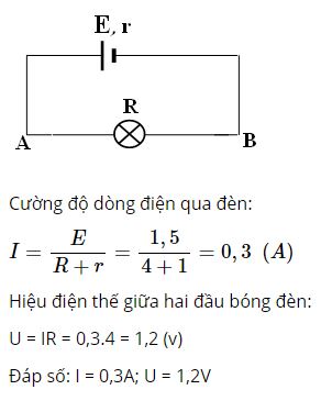 T&iacute;nh cường độ d&ograve;ng điện chạy qua đ&egrave;n khi đ&oacute; v&agrave; hiệu điện thế giữa hai đầu của n&oacute;