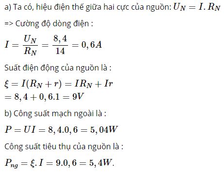T&iacute;nh cường độ d&ograve;ng điện chạy trong mạch v&agrave; suất điện động của nguồn điện