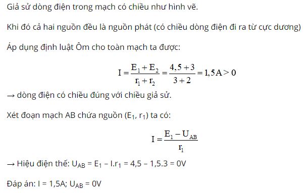 T&iacute;nh cường độ d&ograve;ng điện chạy trong mạch v&agrave; hiệu điện thế UAB