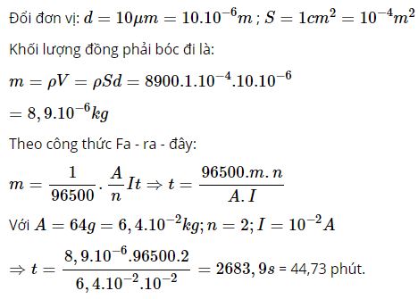 T&iacute;nh thời gian cần thiết để b&oacute;c được lớp đồng