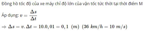 T&iacute;nh xem trong khoảng thời gian 0,01 s xe đi được qu&atilde;ng đường bao nhi&ecirc;u?