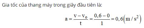 X&aacute;c định gia tốc của thang m&aacute;y trong gi&acirc;y đầu ti&ecirc;n