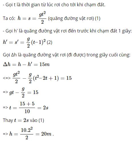 T&iacute;nh độ cao của điểm từ đ&oacute; bắt đầu thả h&ograve;n sỏi