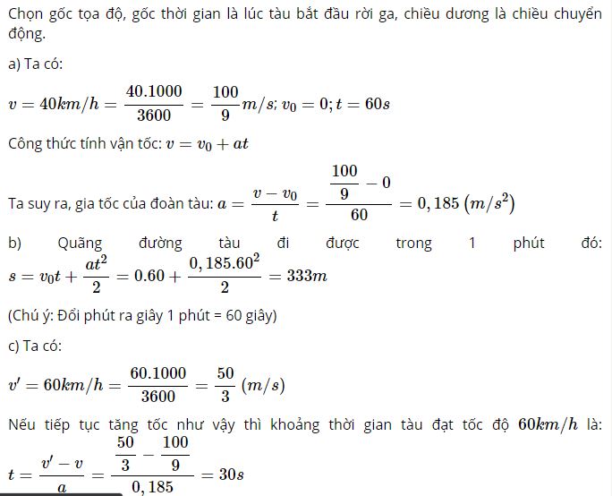 T&iacute;nh gia tốc của đo&agrave;n t&agrave;u