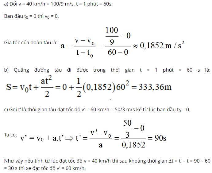 T&iacute;nh gia tốc của đo&agrave;n t&agrave;u
