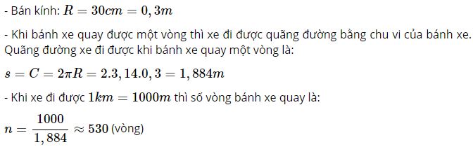 B&aacute;nh xe quay bao nhi&ecirc;u v&ograve;ng th&igrave; số chỉ tr&ecirc;n đồng hồ tốc độ của xe sẽ nhảy một số ứng với 1 km